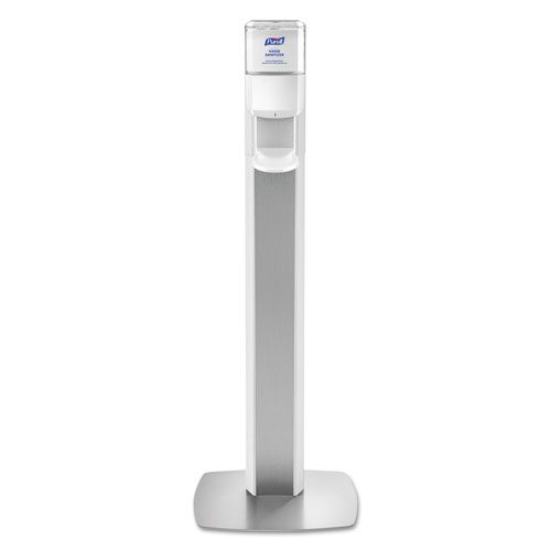 MESSENGER ES6 FLOOR STAND WITH DISPENSER, 1200 ML, 13.16" X 16.63" X 51.57", SILVER/WHITE