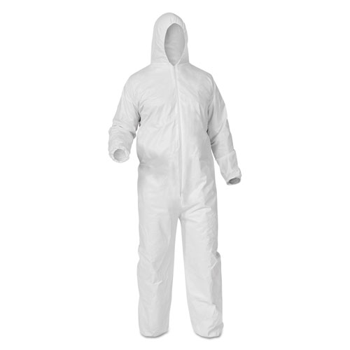 A35 LIQUID AND PARTICLE PROTECTION COVERALLS, HOODED, X-LARGE, WHITE, 25/CARTON