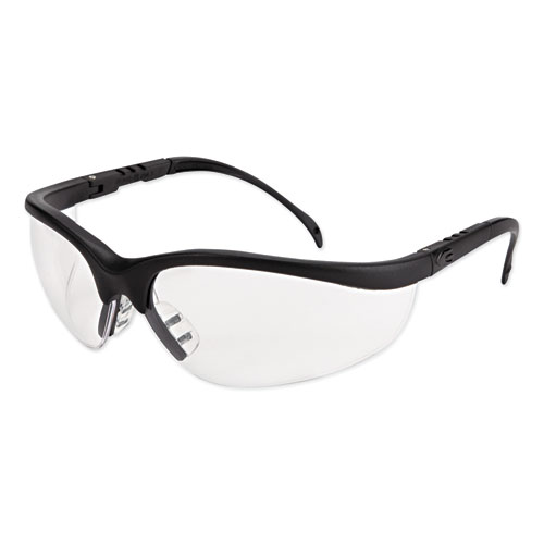 KLONDIKE SAFETY GLASSES, MATTE BLACK FRAME, CLEAR LENS, 12/BOX