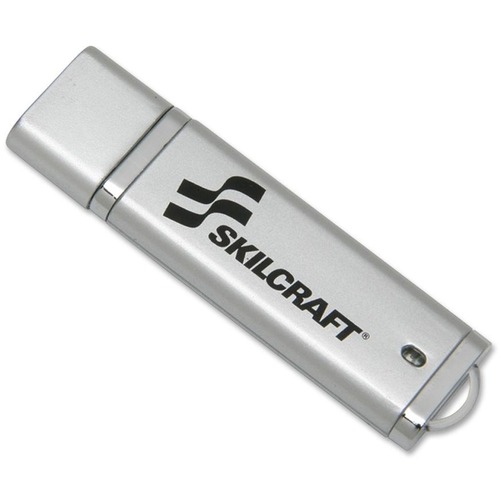 SKILCRAFT  USB Flash Drive, Password Protected, 16GB, Silver
