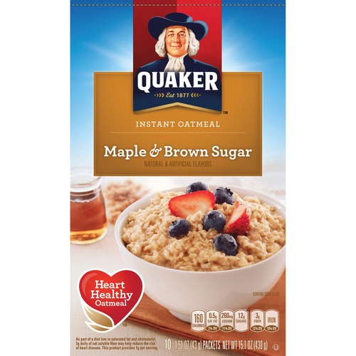 Quaker Foods  Instant Oatmeal, 12 Packets/BX, Maple Brown Sugar