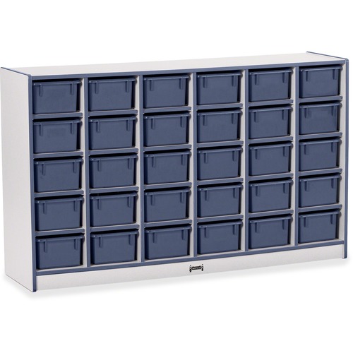 Jonti-Craft, Inc.  Mobile 30 Cubbie-Tray Unit,w/Bins,35.5"x57.5"x15",Navy