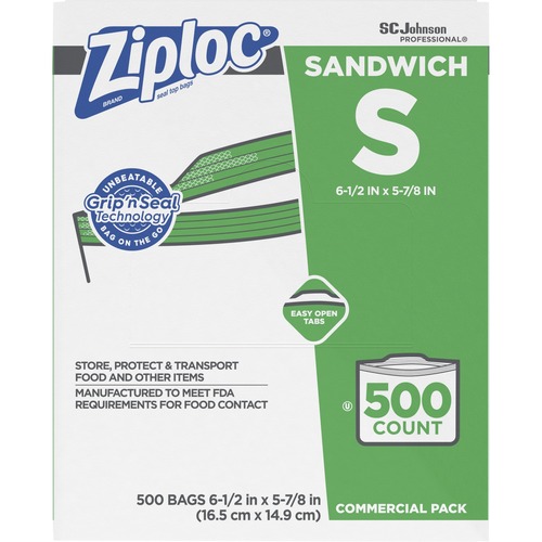 RESEALABLE SANDWICH BAGS, 1.2 MIL, 6.5" X 6", CLEAR, 500/BOX