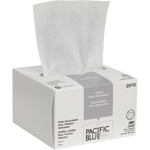 Accuwipe Recycled One-Ply Delicate Task Wipers, 4 1/2 X 8 1/4, White, 280/box