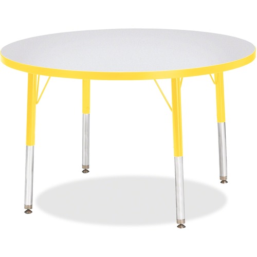 Jonti-Craft, Inc.  Round Activity Table, 36"x24"-31", Gray/Yellow