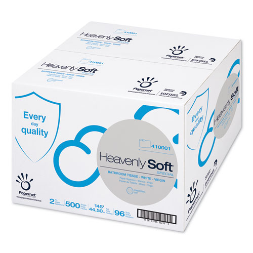 HEAVENLY SOFT TOILET TISSUE, SEPTIC SAFE, 2-PLY, WHITE. 4.1" X 146 FT, 500 SHEETS/ROLL, 96 ROLLS/CARTON