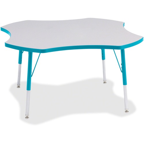 Jonti-Craft, Inc.  Activity Table, Four-Leaf, 24"-31"x48", Teal