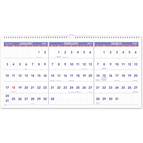 CALENDAR,WALL,3-MNTH,HRZNTL