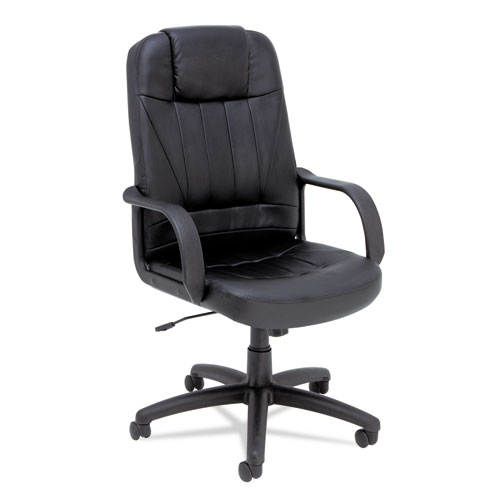 SPARIS EXECUTIVE HIGH-BACK SWIVEL/TILT LEATHER CHAIR, SUPPORTS UP TO 275 LBS, BLACK SEAT/BLACK BACK, BLACK BASE
