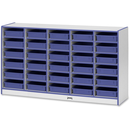 Jonti-Craft, Inc.  Mobile 30 Paper Tray Storage,w/Bins,35.5"x60"x15",Blue