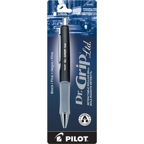 DR. GRIP LIMITED RETRACTABLE GEL PEN, 0.7MM, BLACK INK, CHARCOAL GRAY BARREL