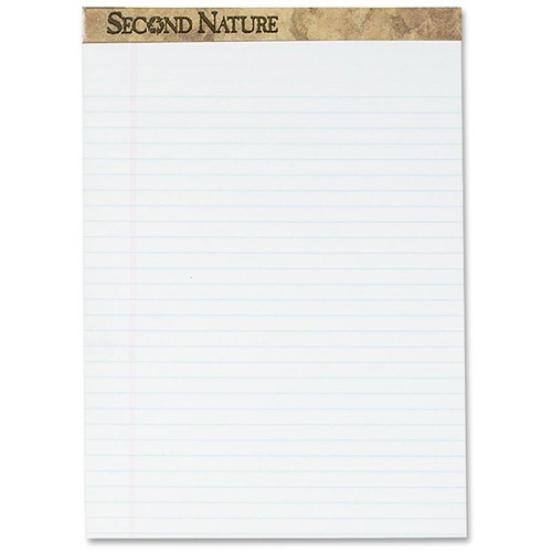 SECOND NATURE RECYCLED PADS, WIDE/LEGAL RULE, 8.5 X 11.75, WHITE, 50 SHEETS, DOZEN