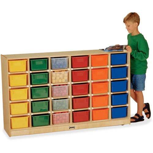 Jonti-Craft, Inc.  Mobile 30 Cubbie-Tray Unit,w/Color Bins,35.5"x57.5"x15",BC