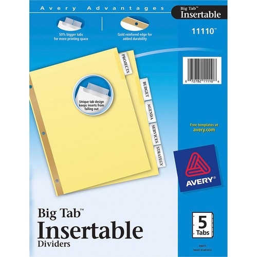 DIVIDERS,INSERT,5-TAB,CLEAR