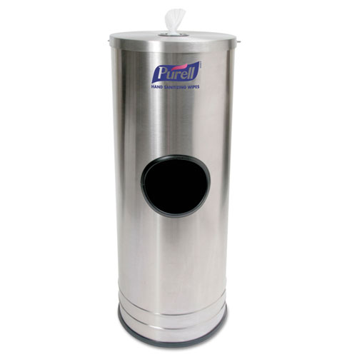 DISPENSER STAND FOR SANITIZING WIPES, HOLDS 1500 WIPES, 10.25 X 10.25 X 14.5, STAINLESS STEEL