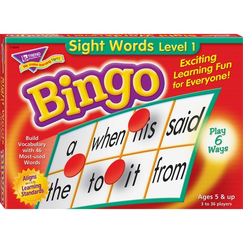 GAME,BINGO,SIGHT WORDS,LVL1