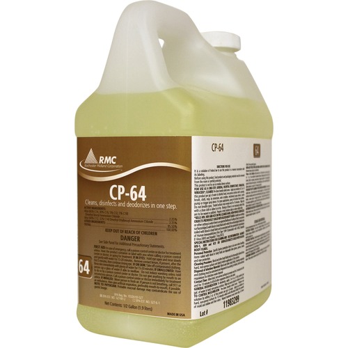 Rochester Midland Corporation  Disinfectant Cleaner, CP-64, Lemon Scent, 1/2Gal, 4/CT, YW