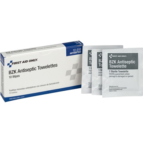 10 Person Ansi Class A Refill, Bzk Antiseptic Wipes, 10/box