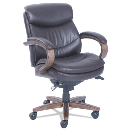 WOODBURY MID-BACK EXECUTIVE CHAIR, SUPPORTS UP TO 300 LBS., BROWN SEAT/BROWN BACK, WEATHERED SAND BASE
