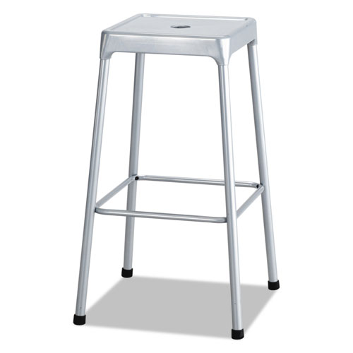 BAR-HEIGHT STEEL STOOL, 29" SEAT HEIGHT, SUPPORTS UP TO 250 LBS., SILVER SEAT/SILVER BACK, SILVER BASE