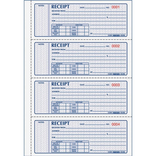 BOOK,RECEIPT,2PT,4 PER PAGE