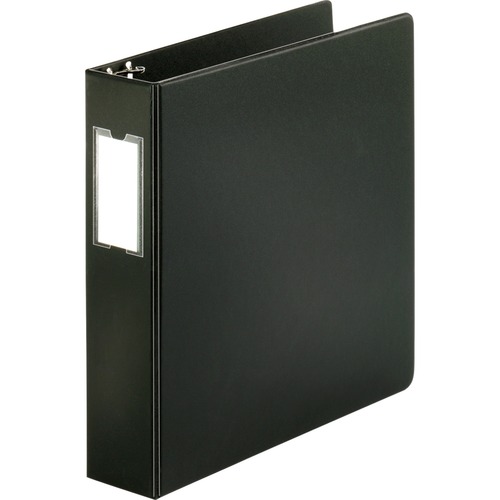 Business Source  Round Ring Binder,w/Label Holder,2" Cap.,11"x8-1/2",BK