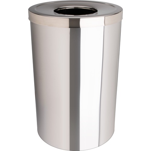 Genuine Joe  Waste Receptacle, 30 Gal, 20"Diax31-1/2"H, Stainless Steel