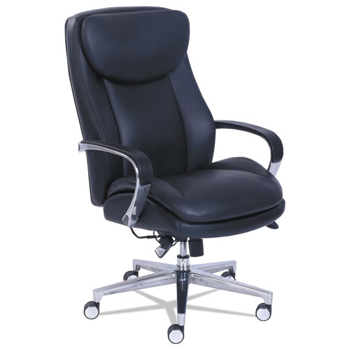 COMMERCIAL 2000 HIGH-BACK EXECUTIVE CHAIR WITH DYNAMIC LUMBAR SUPPORT, SUPPORTS UP TO 300 LBS., BLACK SEAT/BACK, SILVER BASE