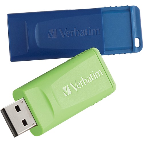 Verbatim  USB Flash Drives,Retractable,Secure,16GB,2/PK,AST