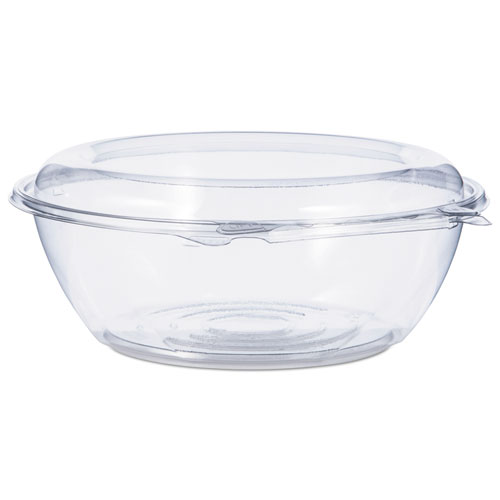 TAMPER-RESISTANT, TAMPER-EVIDENT BOWLS WITH DOME LID, 48 OZ, 8.9" DIAMETER X 3.4"H, CLEAR, 100/CARTON