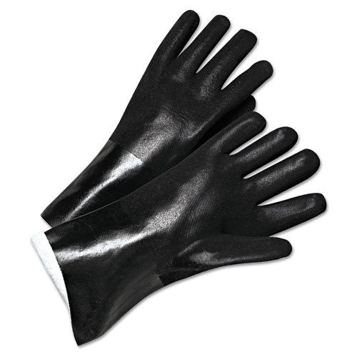 Pvc-Coated Jersey-Lined Gloves, 14 In. Long, Black, Men's