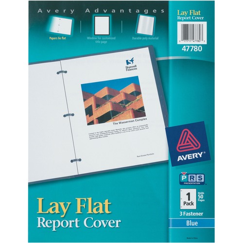 Lay Flat View Report Cover W/flexible Fastener, Letter, 1/2" Cap, Clear/blue