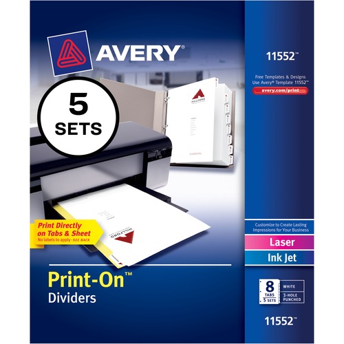 DIVIDERS,PRINT-ON,8TAB,5SET