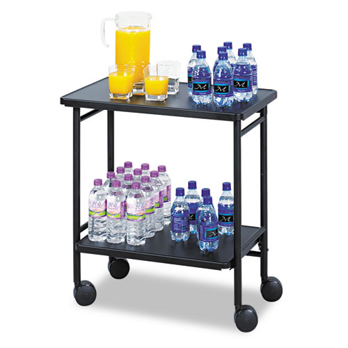 Folding Office/beverage Cart, Two-Shelf, 25w X 15d X 30h, Black