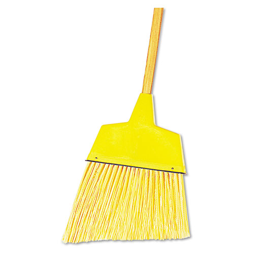 Angler Broom, Plastic Bristles, 53" Wood Handle, Yellow, 12/carton