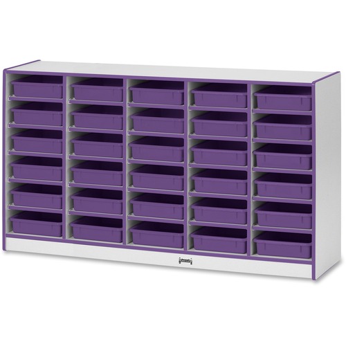 Jonti-Craft, Inc.  Mobile 30 Paper Tray Storage,w/Bins,35.5"x60"x15",Purple