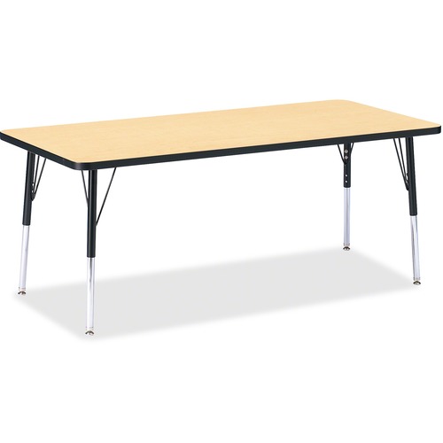 Jonti-Craft, Inc.  Rectangular Activity Table, 30"x72"x15"-24", Maple/Black