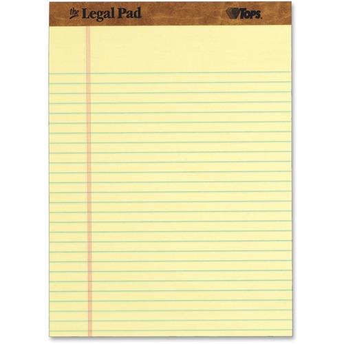 "THE LEGAL PAD" RULED PADS, WIDE/LEGAL RULE, 8.5 X 11.75, CANARY, 50 SHEETS, DOZEN