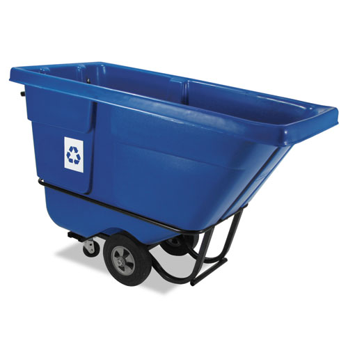 ROTOMOLDED RECYCLING TILT TRUCK, RECTANGULAR, PLASTIC, 850 LB CAPACITY, BLUE