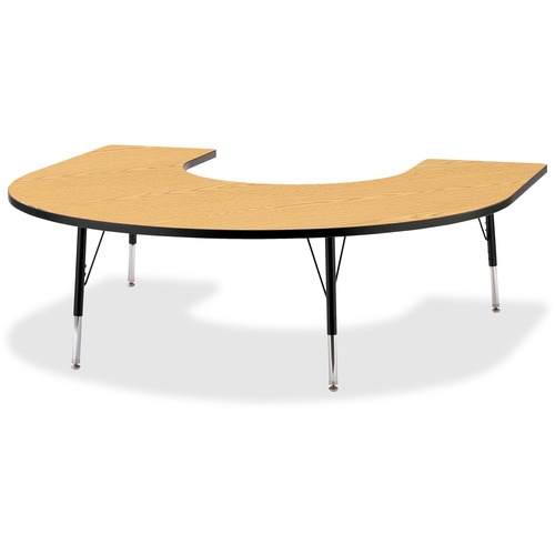 Jonti-Craft, Inc.  Activity Table, Horseshoe, 15"-24"x66"x60", Oak/Black