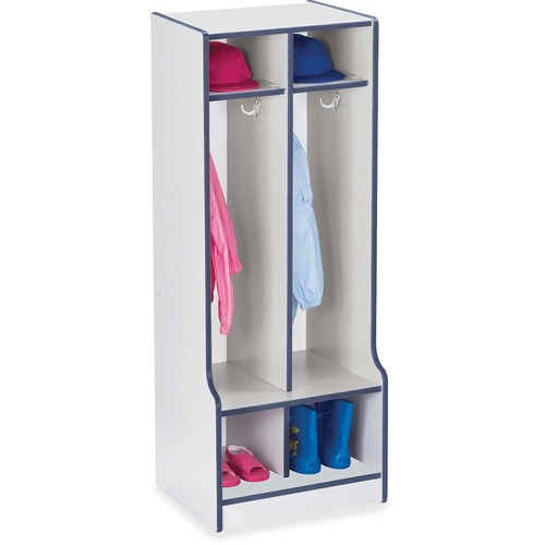 Jonti-Craft, Inc.  Coat Locker, w/Step, 2 Section, 50.5"x20"x17.5", Navy