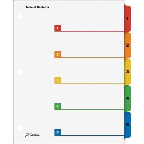 ONESTEP PRINTABLE TABLE OF CONTENTS AND DIVIDERS, 5-TAB, 1 TO 5, 11 X 8.5, WHITE, 1 SET