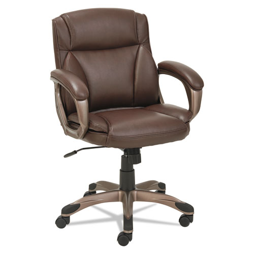 ALERA VEON SERIES LOW-BACK LEATHER TASK CHAIR, SUPPORTS UP TO 275 LBS., BROWN SEAT/BROWN BACK, BRONZE BASE