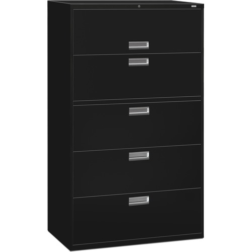 600 SERIES FIVE-DRAWER LATERAL FILE, 42W X 18D X 64.25H, BLACK