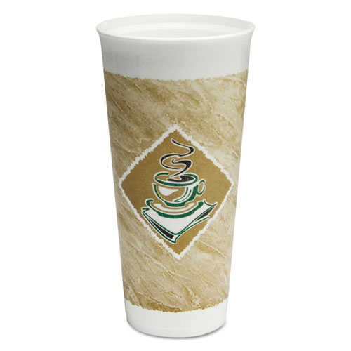 Cafe G Foam Hot/cold Cups, 24 Oz, Green/white, 20/bag, 20 Bags/carton