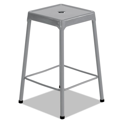 COUNTER-HEIGHT STEEL STOOL, 25" SEAT HEIGHT, SUPPORTS UP TO 250 LBS., SILVER SEAT/SILVER BACK, SILVER BASE