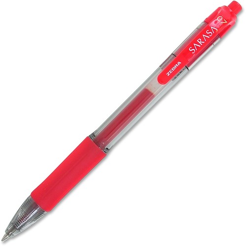 SARASA DRY GEL X20 RETRACTABLE GEL PEN, MEDIUM 0.7MM, RED INK, TRANSLUCENT RED BARREL, DOZEN