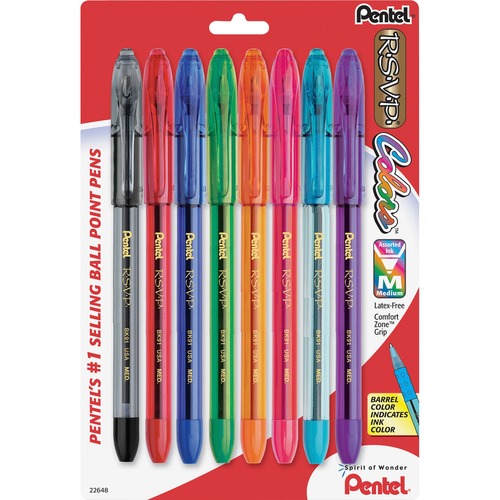 PEN,RSVP,BP,COLORS,MED,8PK