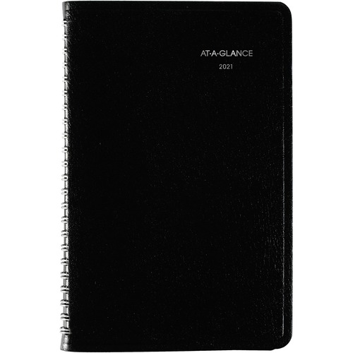 BLOCK FORMAT WEEKLY APPOINTMENT BOOK, 8.5 X 5.5, BLACK, 2021