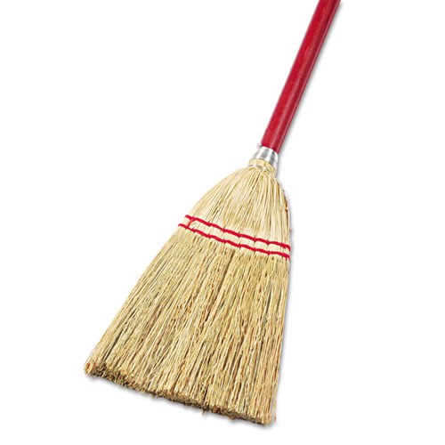 Lobby/toy Broom, Corn Fiber Bristles, 39" Wood Handle, Red/yellow